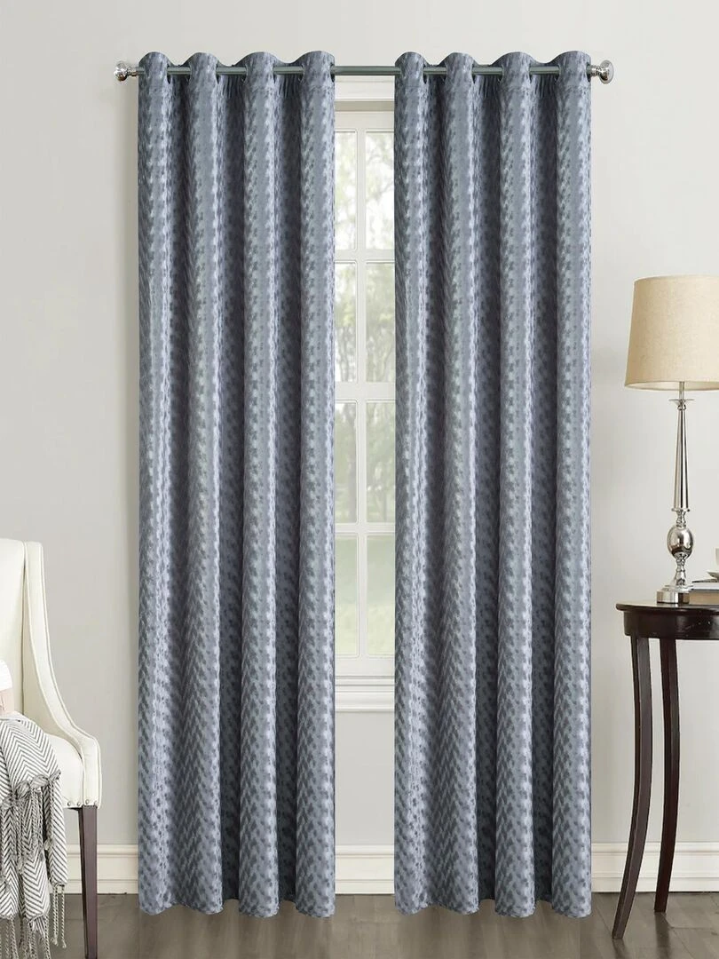Paire de rideaux obscurcissants Effet velours Gris clair
