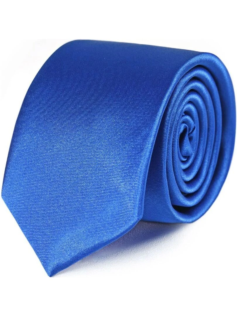 Cravate Slim Satin Unie Fabriqué en Europe Bleu roi