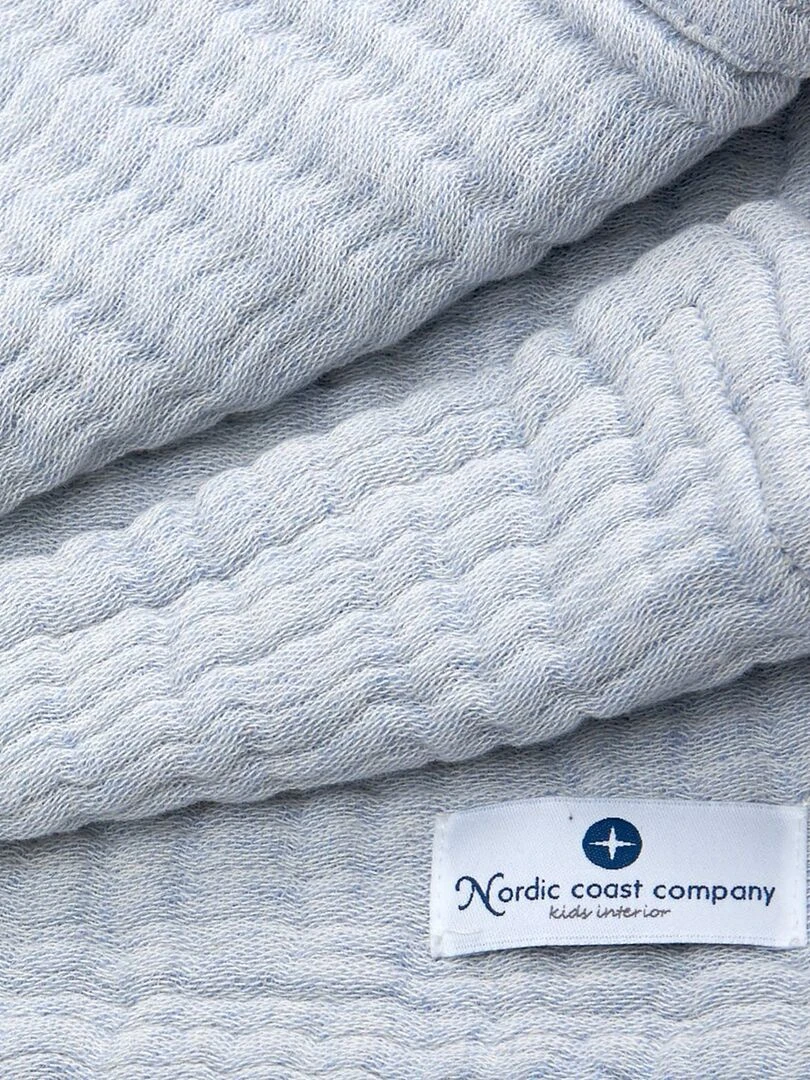 Couverture mousseline bebe en coton 80 x 80 cm Bleu