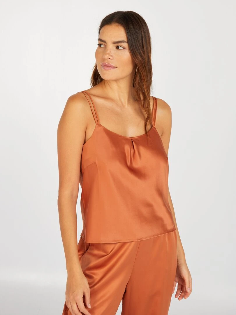 Débardeur de pyjama en satin 'Sans Complexe'   Camel
