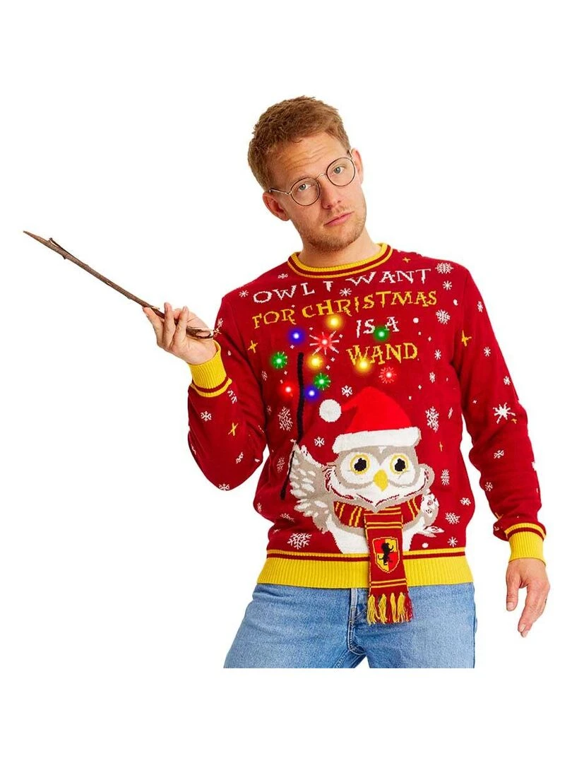 Pull de Noël "Harry Noël Potter" Rouge foncé