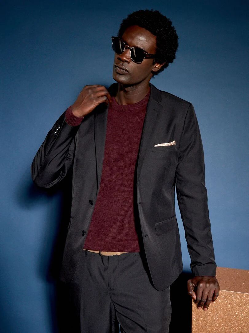 Veste de costume slim en twill noir