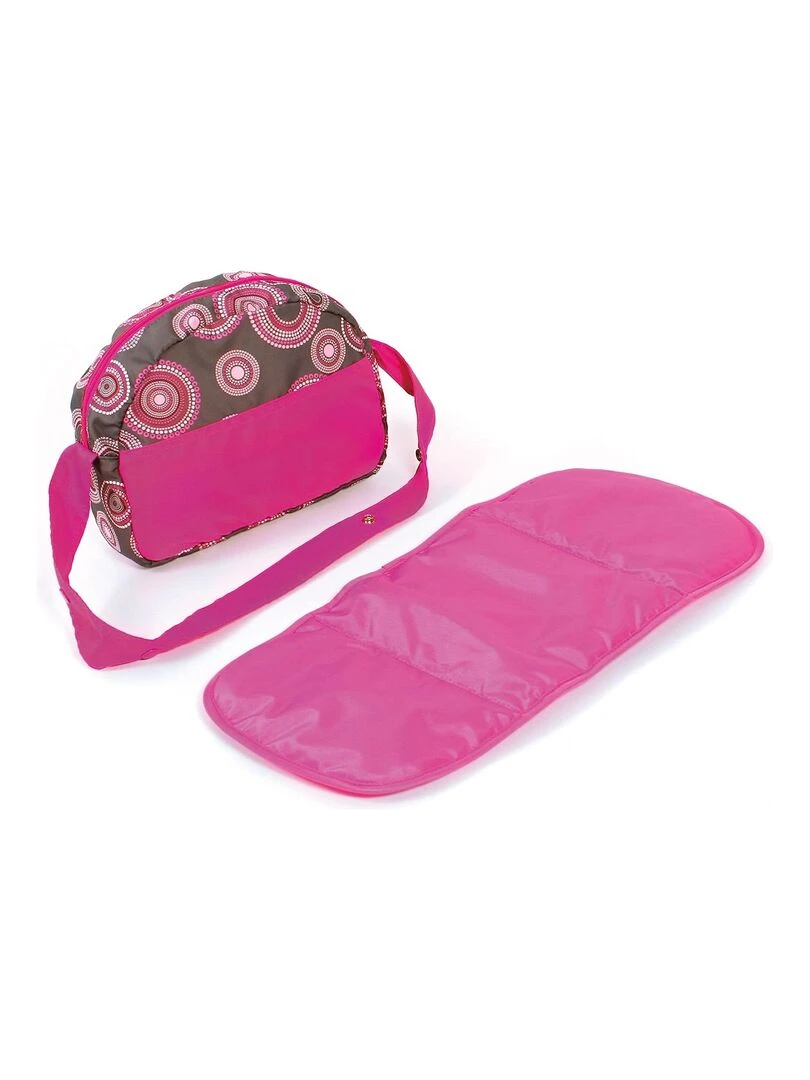 Sac à langer pour poussettes de poupées. Fuchsia avec motifs N/A