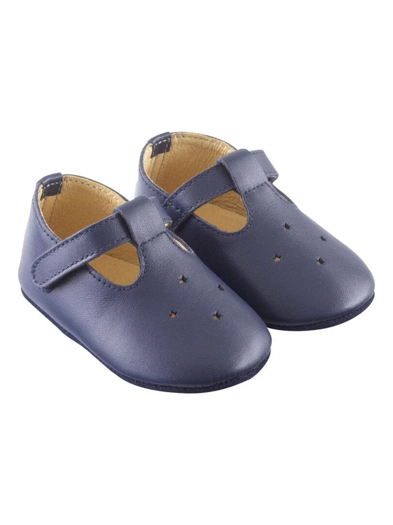 Chaussures bébé cuir souple Star Bleu marine
