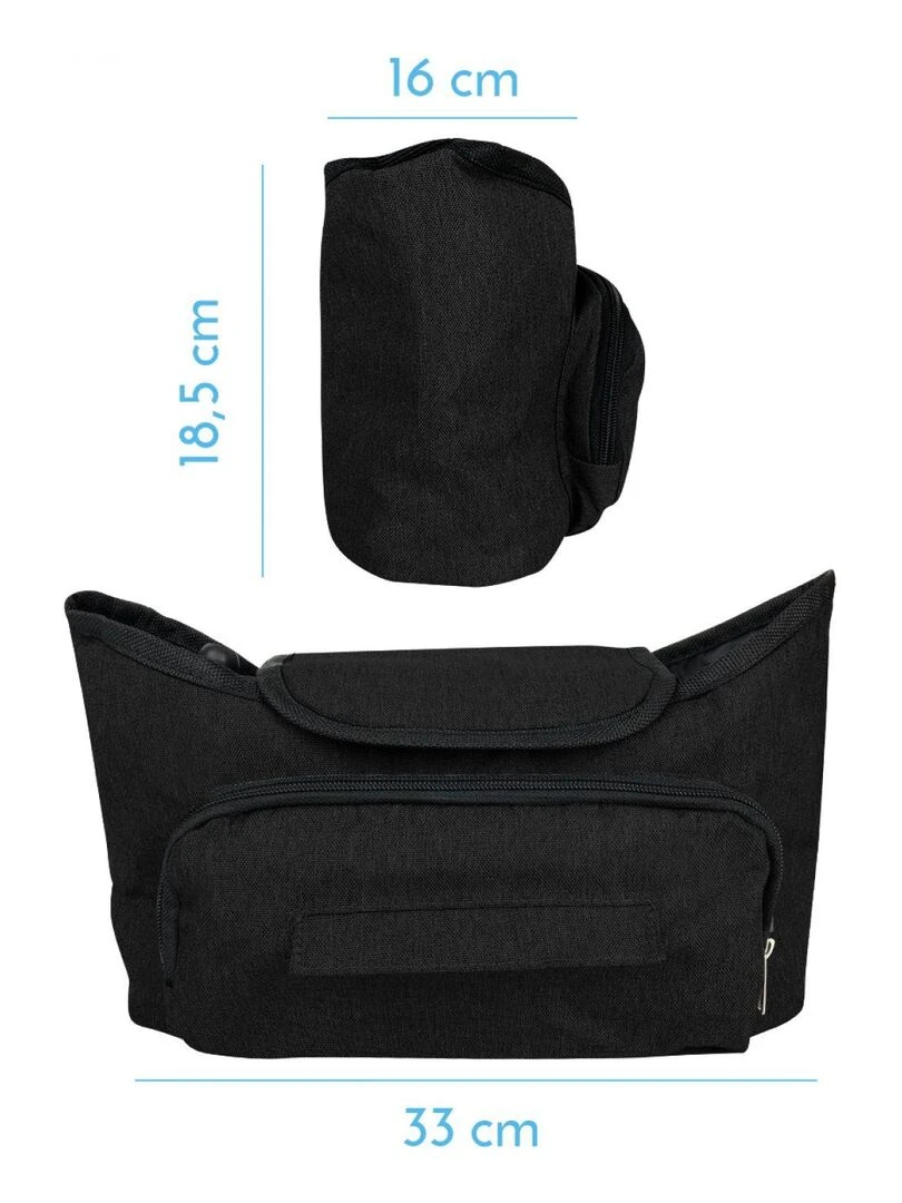 Lot de 2 sacs à langer de rangement pour poussette Monsieur Bébé Noir