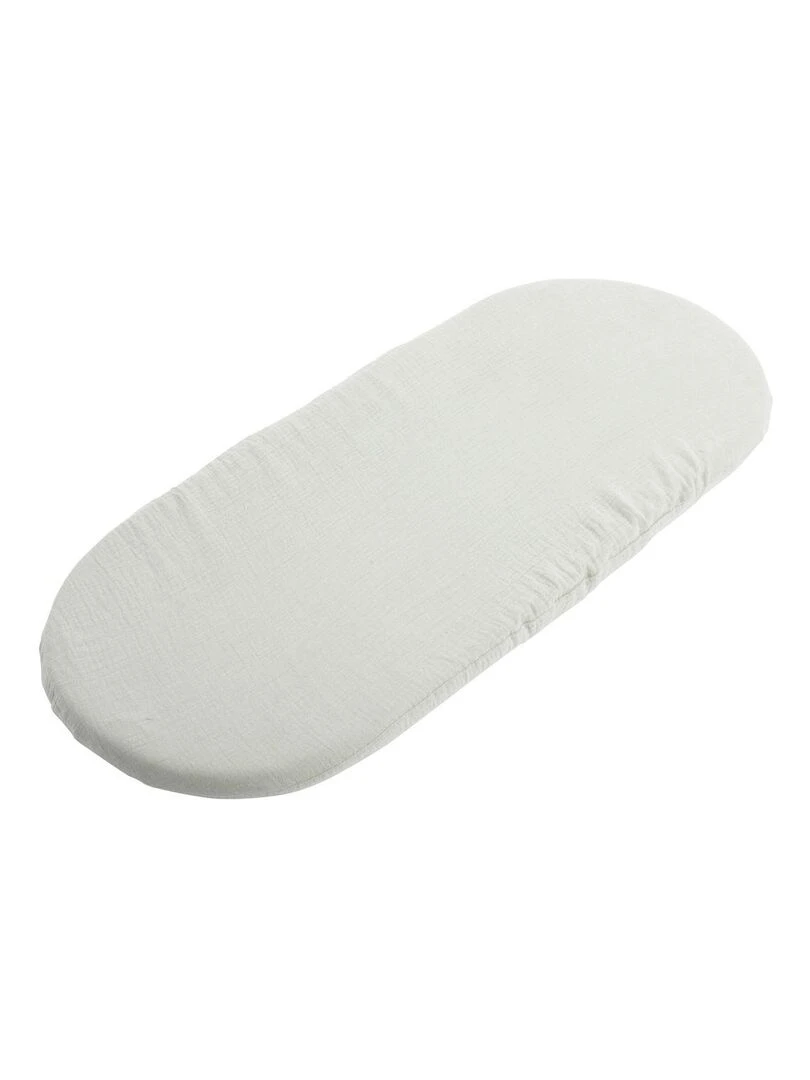 Couffin bébé en fibres naturelles avec habillage tissu SAUTHON Blanc Vert