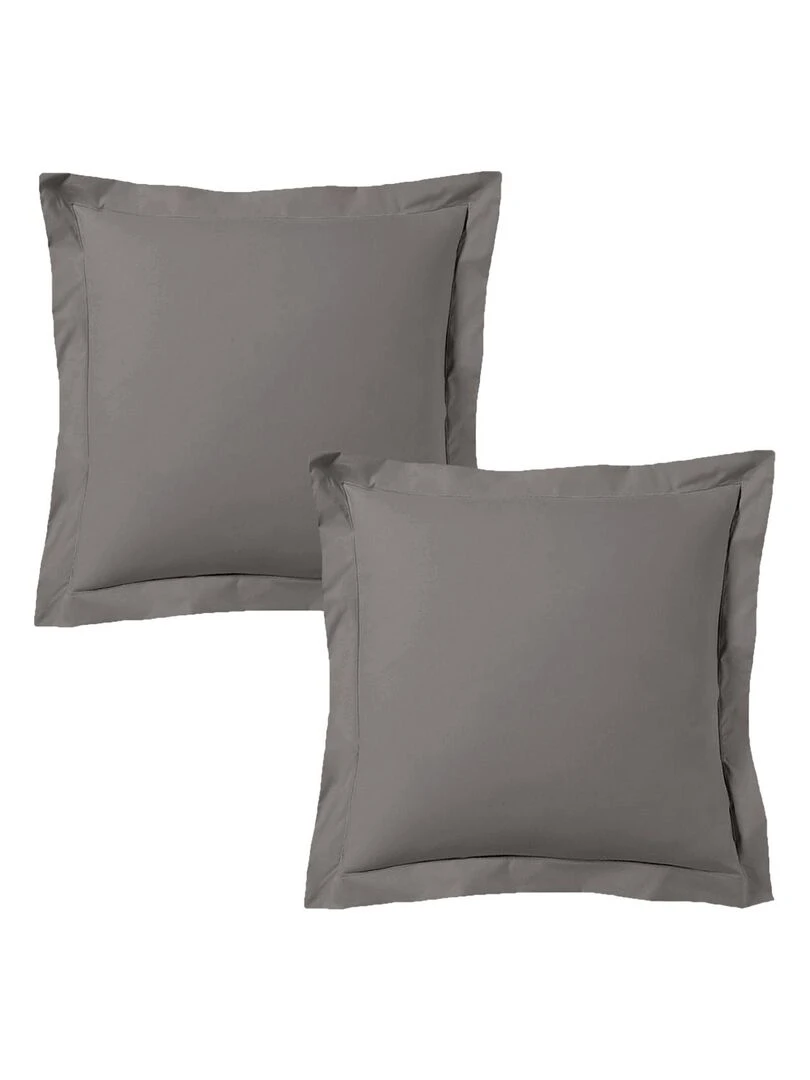 Blanc Avenue Lot De 2 Taies D'oreiller 63x63 Cm Satin De Coton Gris