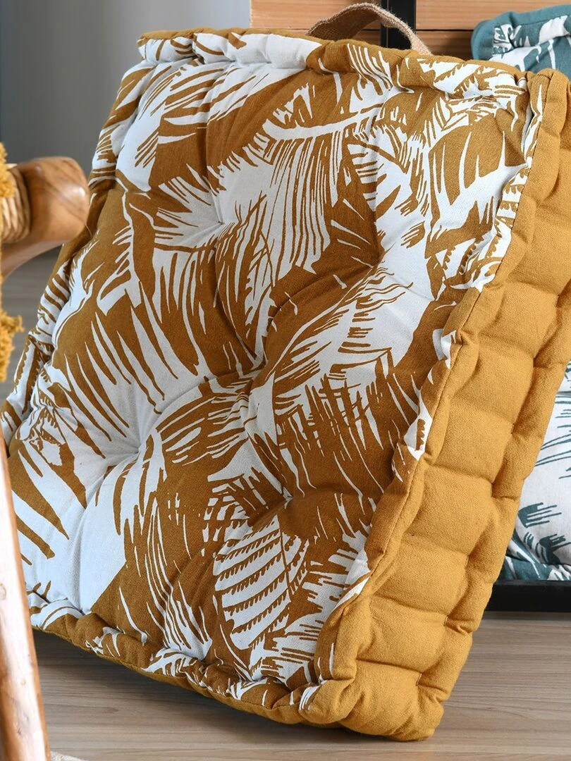 Coussin de sol 45x45 cm Bamako safran coton   Jaune