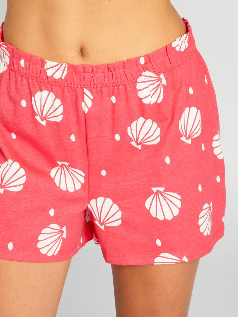 Pyjama court imprimé 'Disney Princess'   2 pièces   Blanc/rouge