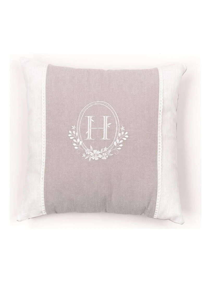coussin déhoussable brodéet dentelle 'CHARME' 'TODAY' Beige
