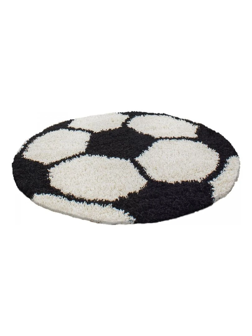 Tapis enfant tapis rond Ø 120cm SHAGGY FOOT Noir OEKO TEX idéal pour Salon Noir