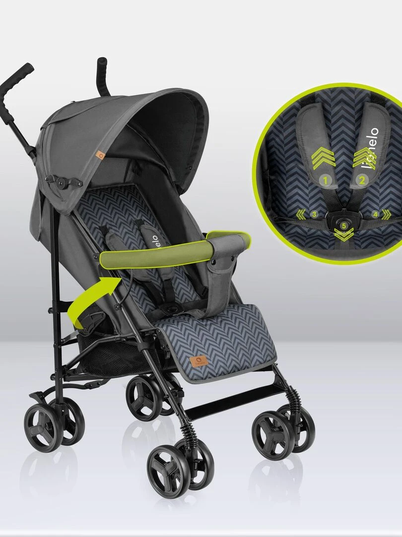 LIONELO Elia Poussette bébé canne compacte De 6 à 36 mois Accessoires inclus Graphite Gris Noir