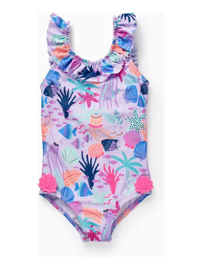 Maillot de Bain UPF80 pour Bébé Fille 'Coraux Marins' Mauve