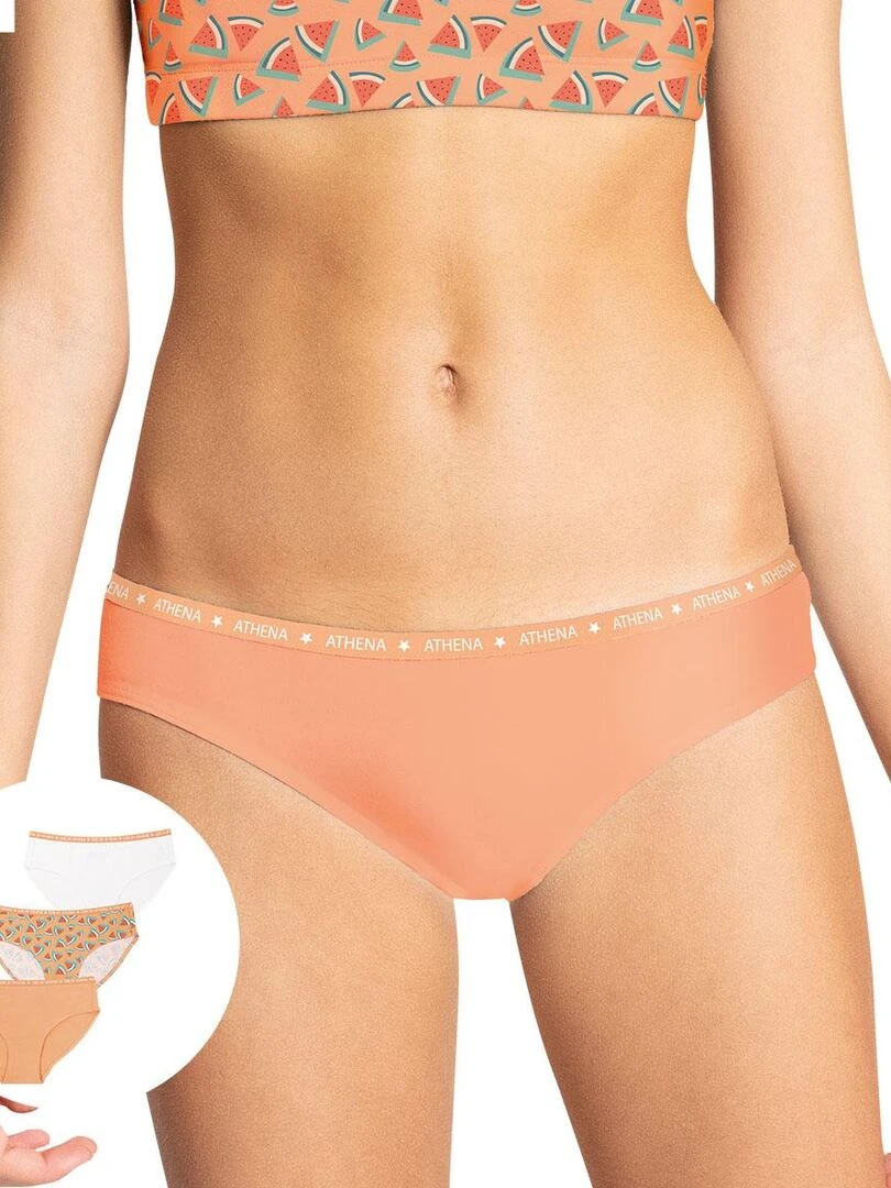 Lot de 3 slips fille Ecopack Girl Mode Fille Blanc Rose