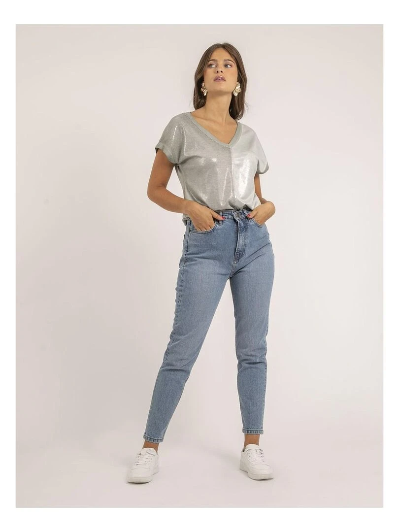 T shirt col V bimatière FAZZY   Kaki