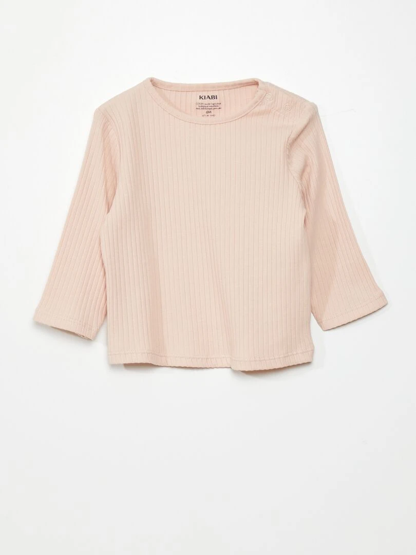 Lot de 2 t shirts en jersey côtelé   Vieux rose/rose