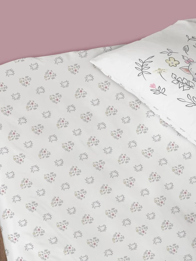 Drap housse imprimé 100% coton  DISNEY HOME LES ARISTOCHATS CHAMPETRE   Blanc