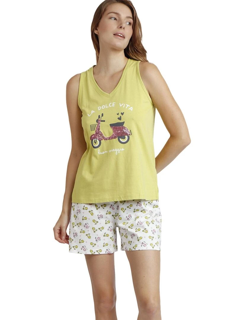 Pyjama short débardeur La Dolce Vita Vert