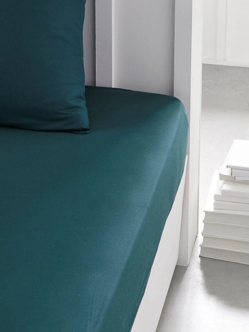 Drap housse 1 personne uni 'ESSENTIAL' 'TODAY'   Bleu