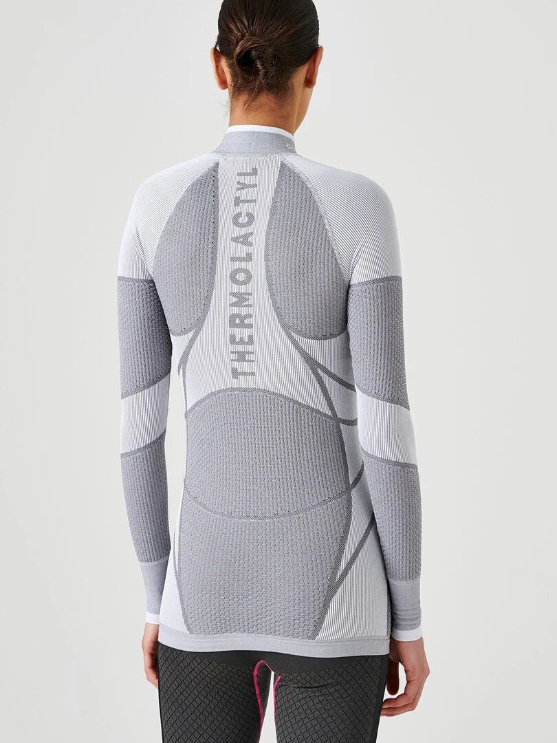 T shirt col zippé Energy Thermolactyl 4 femme   DamartSport   Gris clair