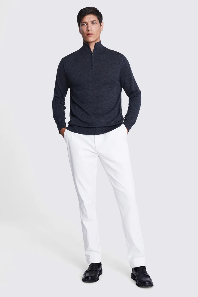 Navy Merino Crew Neck Jumper   Buy Online at Moss