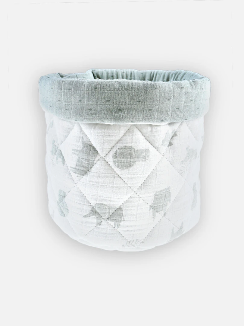 Beauty Case Mousseline De Coton Bio Ouatinée  Écru/sauge   Vert