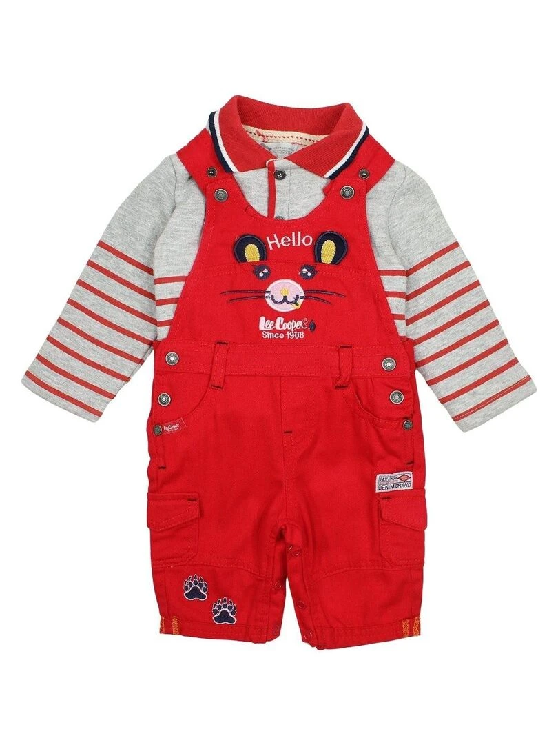 Lee Cooper Ensemble Polo salopette bébé garçon Imprimé Lee Cooper Rouge