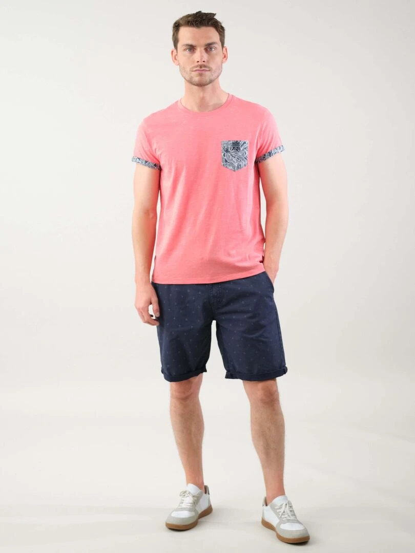 T shirt en coton et col rond pour homme 'Deeluxe' Orange corail