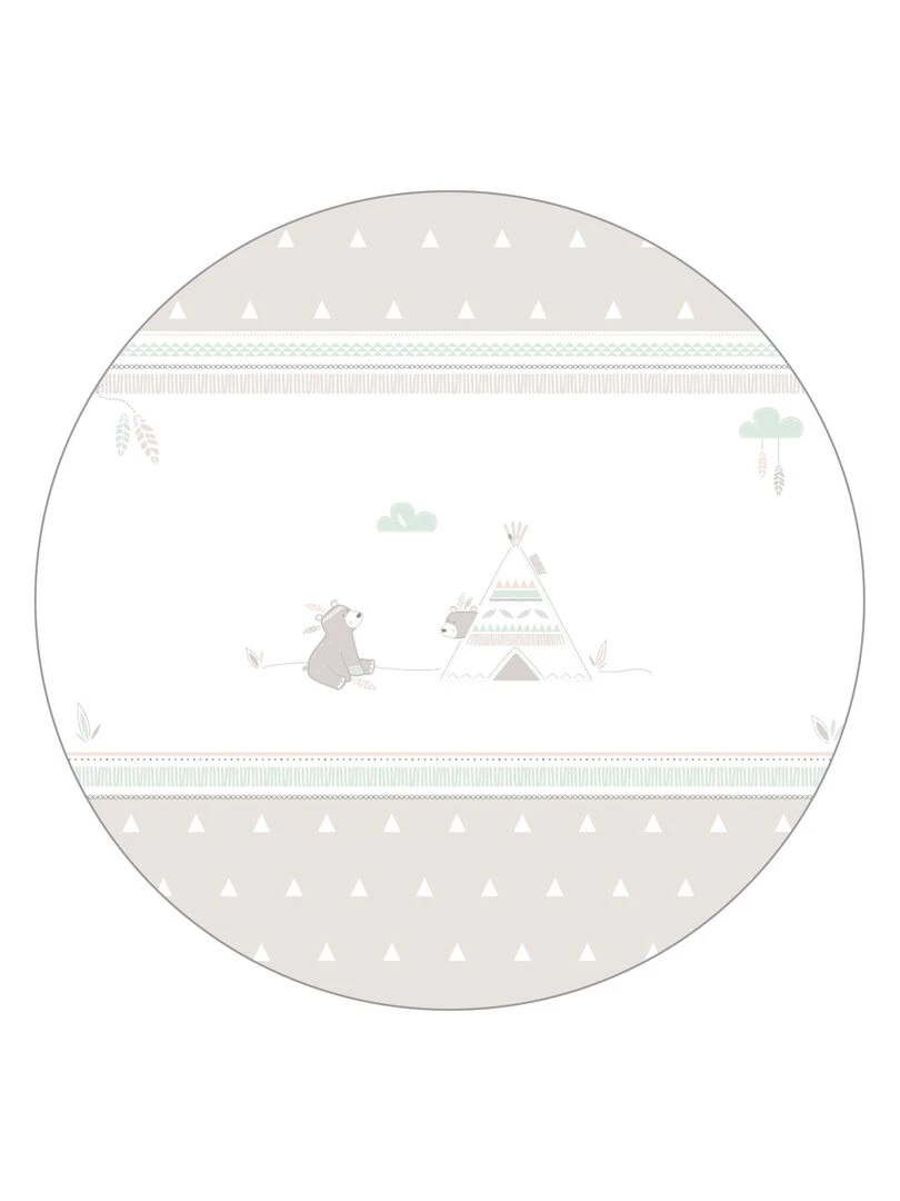 ROBA Parc Bébé Hexagonal en Bois "Indibear" + Tapis de Parc Bébé et Roues à Freins Blanc Blanc