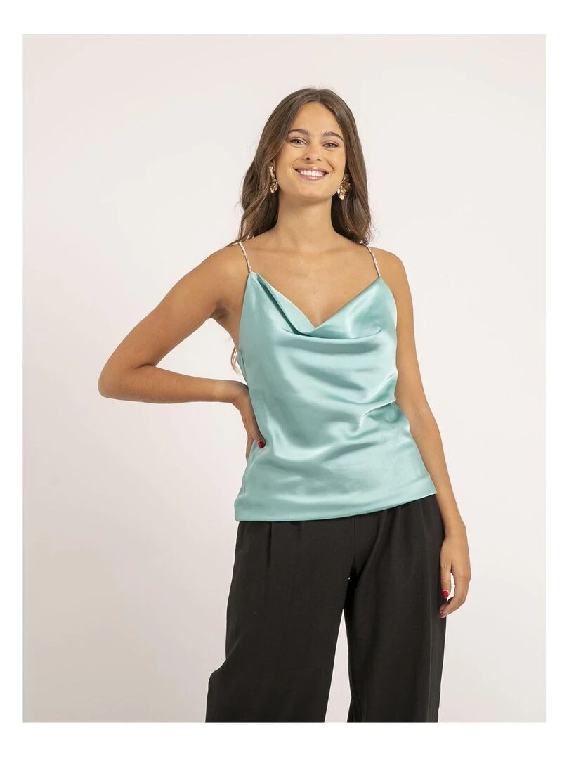 Caraco satin col bénitier FOLINE Vert d'eau
