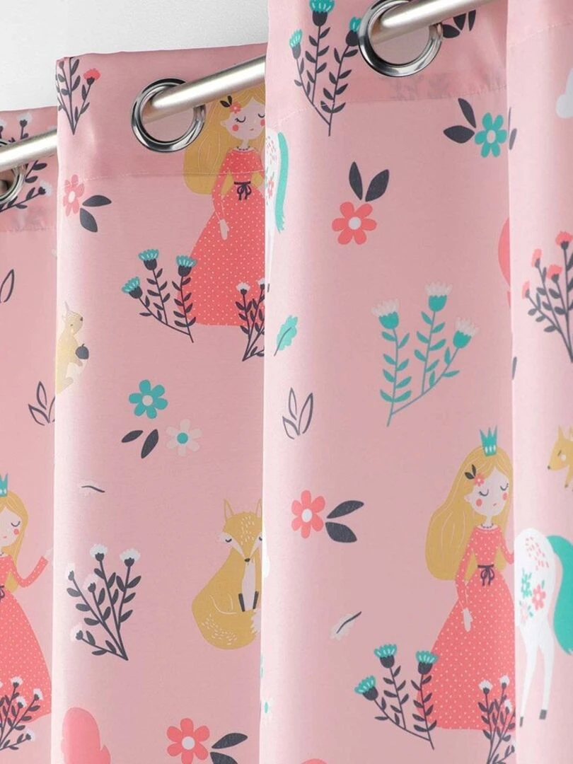 Rideau à œillets 140x260 Princesse Licorne rose Rose