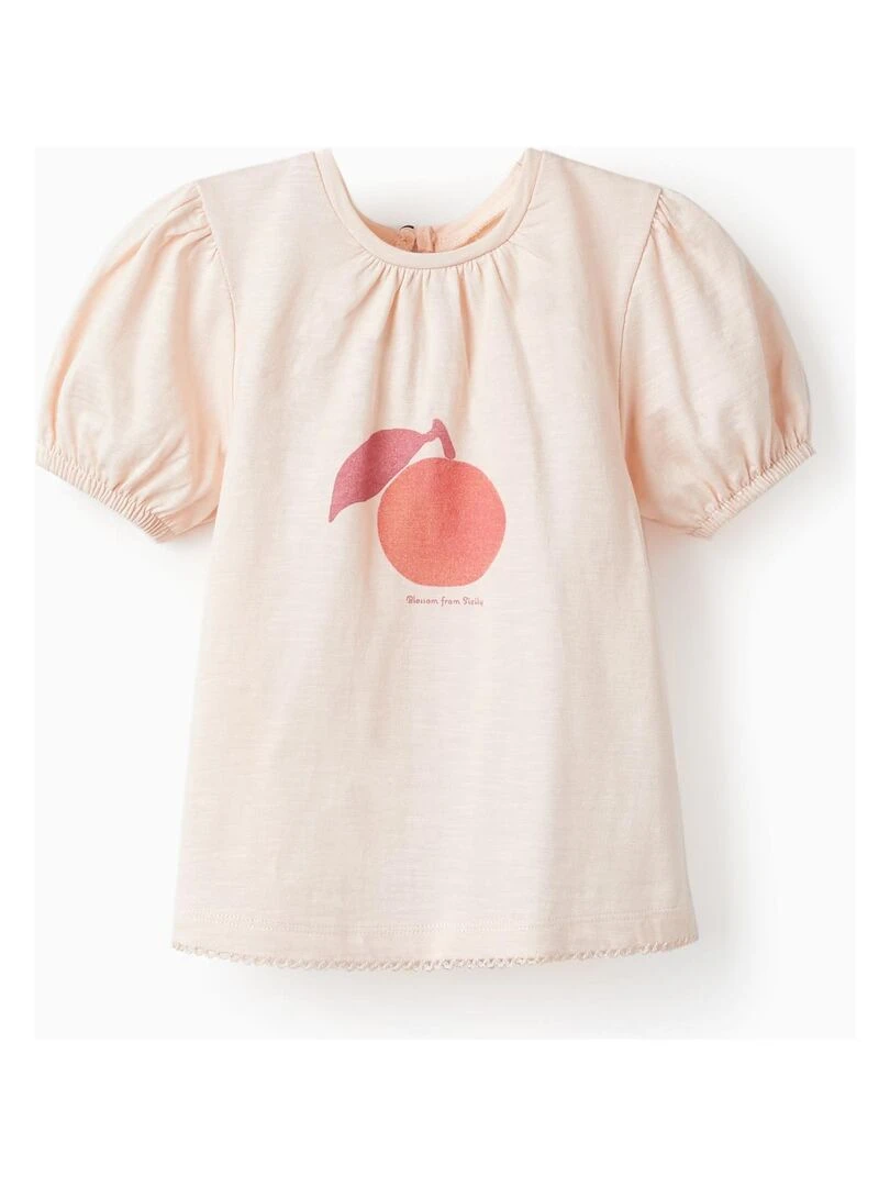 T Shirt en coton pour bébé fille manches courtes SICILIAN DAYS Rose clair