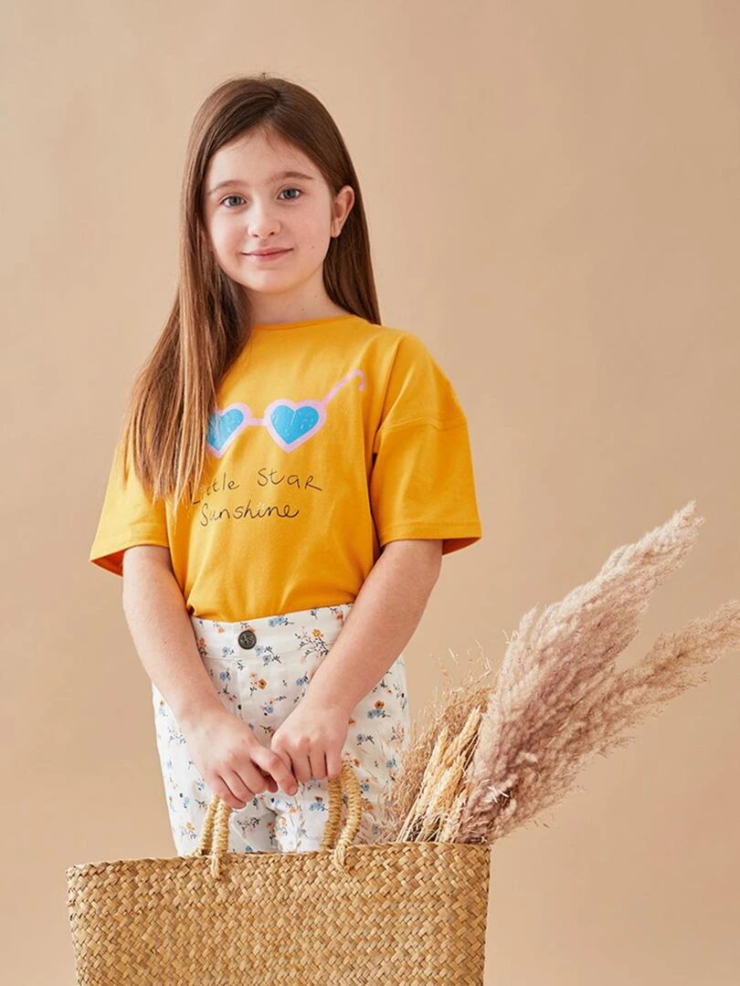 Set de 2 t shirts en coton BIO moutarde/écru Noukie's Blanc