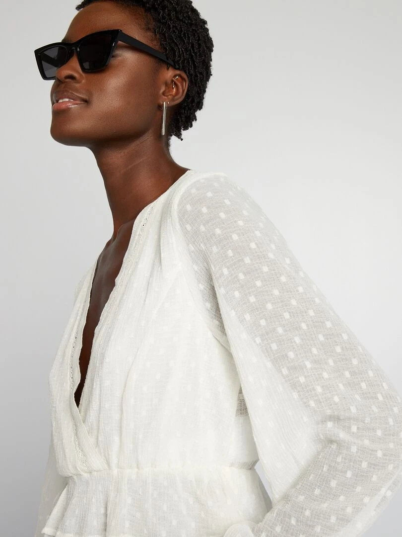 Blouse en voile 'plumetis'   Blanc