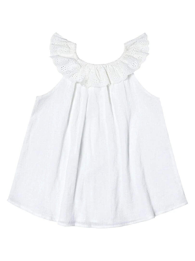 Blouse Blanche Été Fille  Broderie Anglaise  AURORE   'LA FAUTE A VOLTAIRE'   Blanc