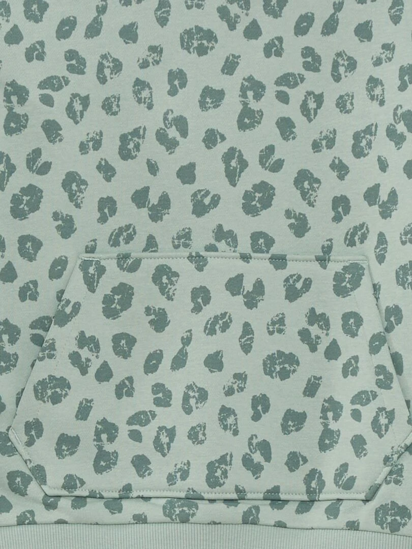 Sweat à capuche motif léopard   Vert