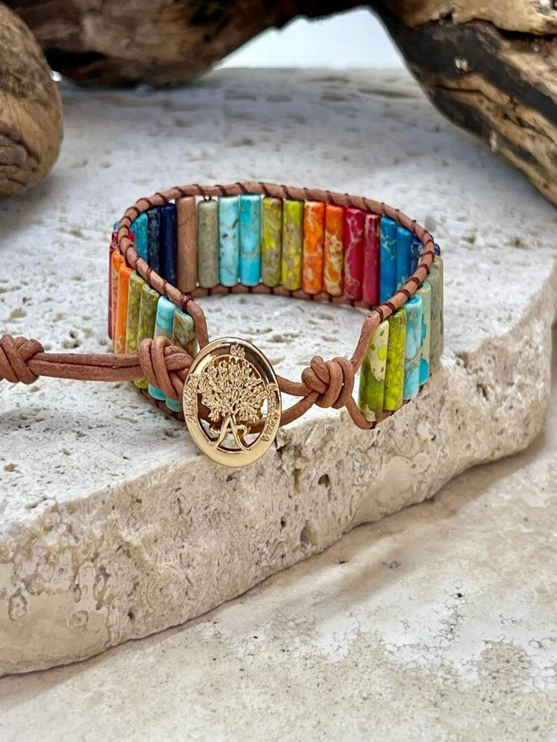 Bracelet 7 chakras énergie et endurance Marron
