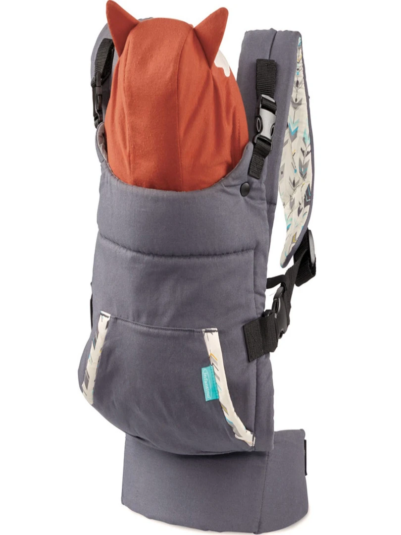 Porte bébé Cuddle Up Fox avec capuche Gris