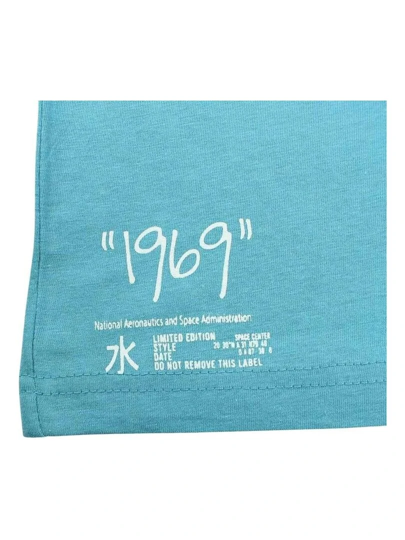 Nasa   T shirt garçon imprimé logo en coton   Bleu