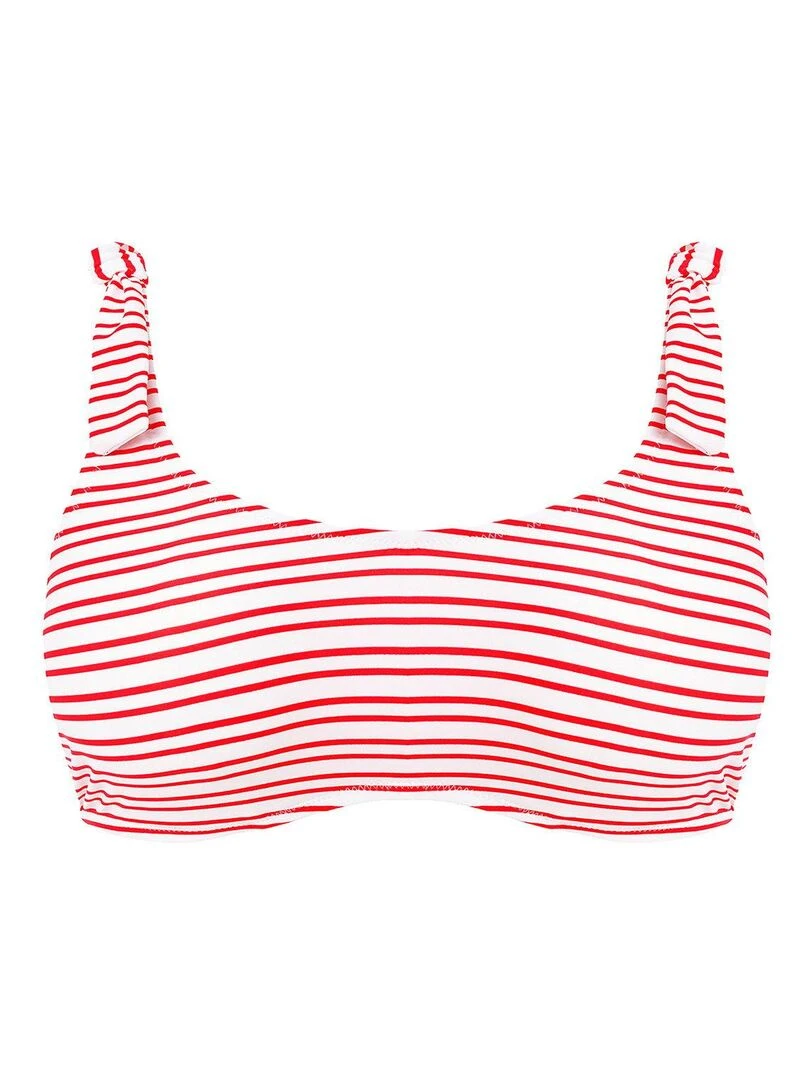 Haut de maillot rayé brassière à armatures New shores   Rouge