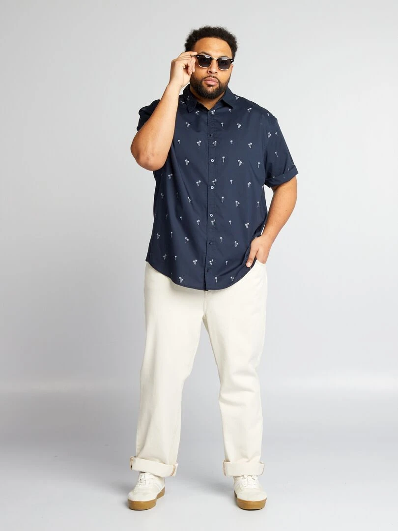Chemise manches courtes à motif Bleu