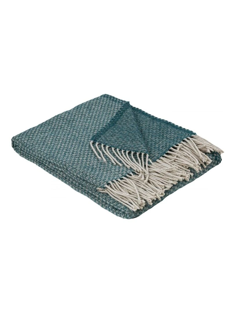 Plaid en mélange de matière Bleu