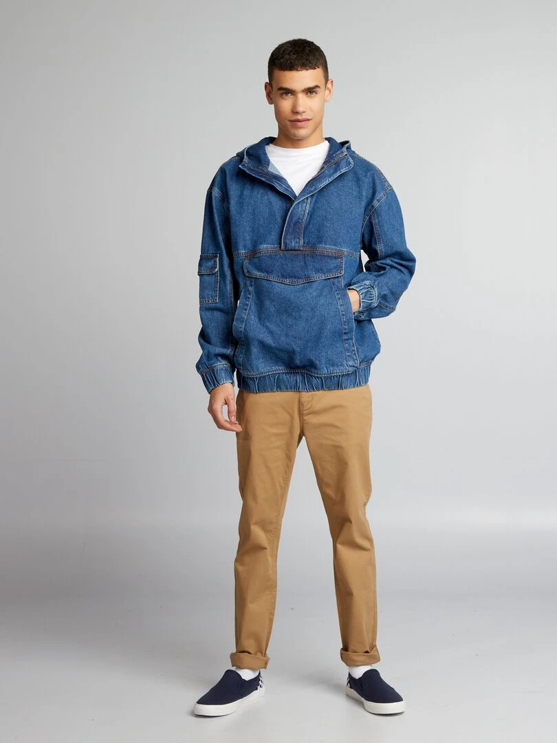 Sweat à capuche en jean Bleu