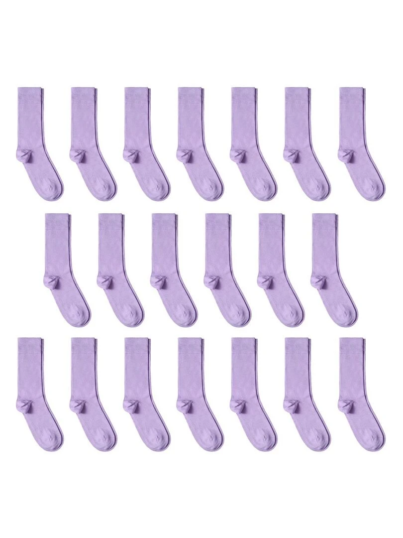 Chaussettes Jersey Coton Lot 20 Paires Fabrication UE Mauve lilas