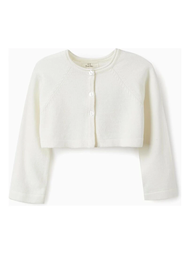 Gilet en Maille pour Bébé Fille CÉRÉMONIE Blanc