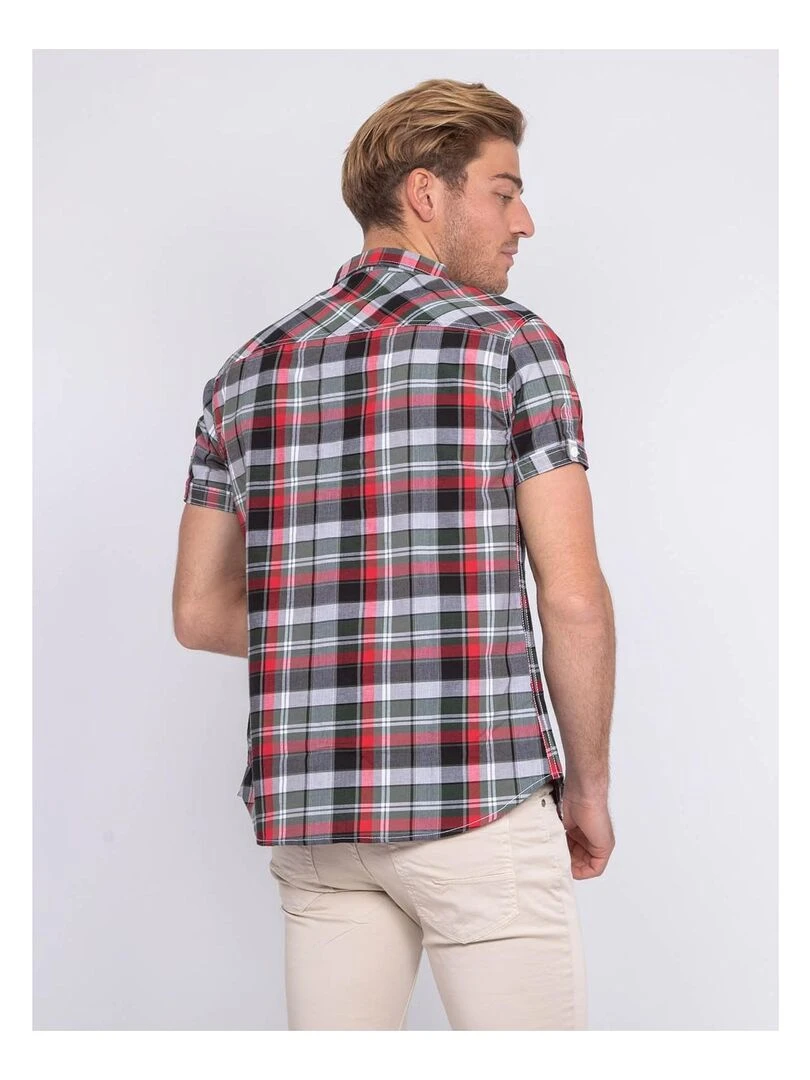 Chemise manches courtes pur coton carreaux DUCCIO Kaki