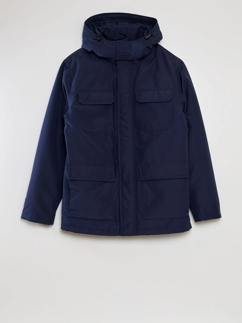 Parka courte déperlante à capuche Marine