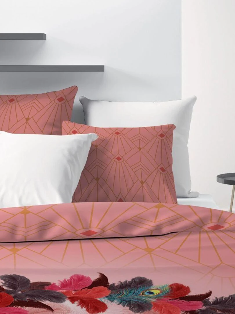Housse de couette 200x200 cm + 2 taies d'oreiller 100% Coton 47 fils Cancan Dream Rouge