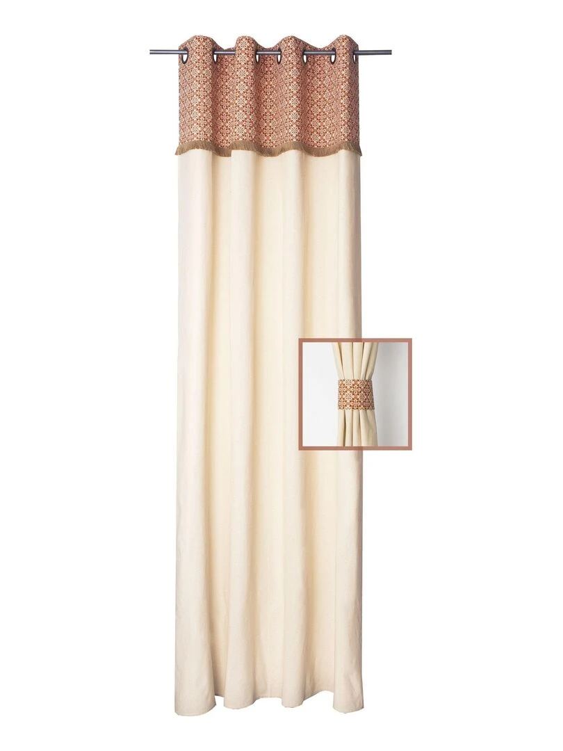 Rideau en coton et jute avec embrasse SOUK 'Deko&co' Blanc Rouge