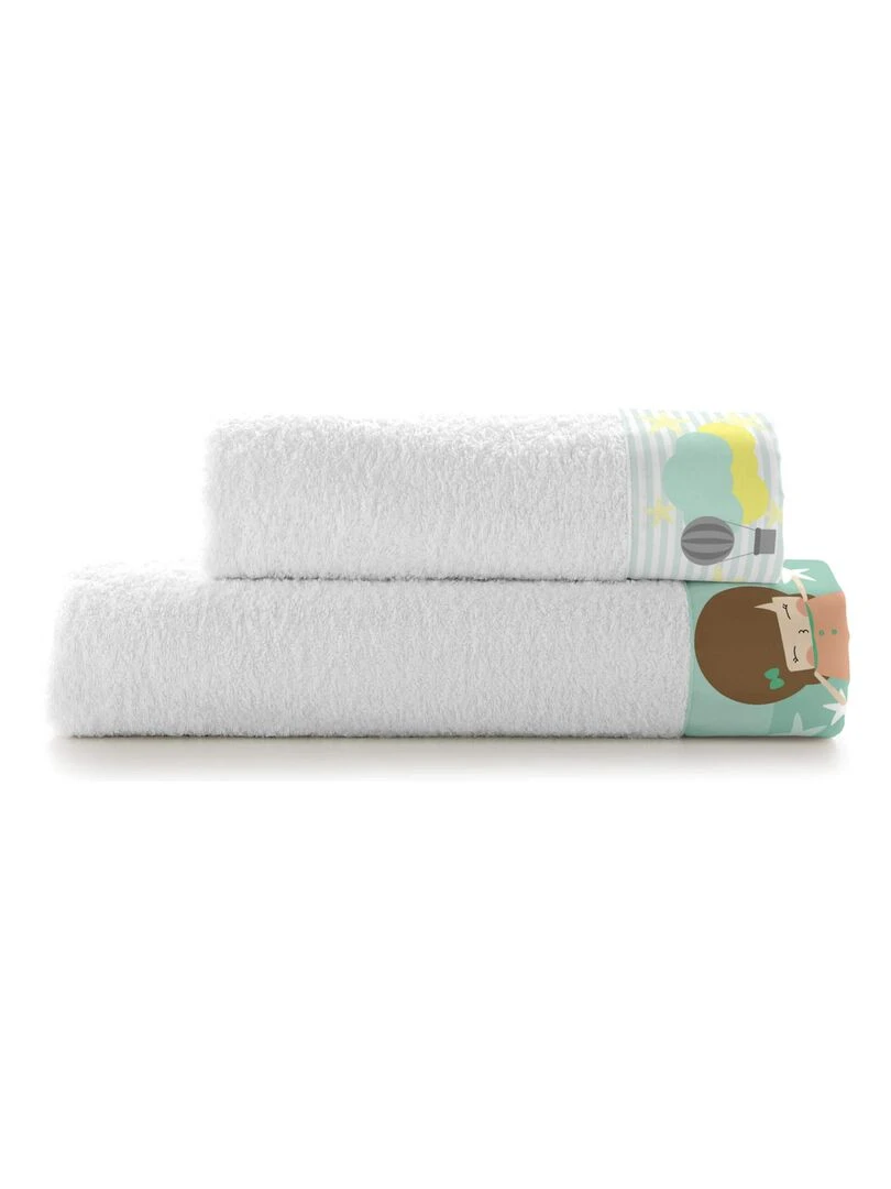 Lot de serviettes Air balloon "Happyfriday" Blanc
